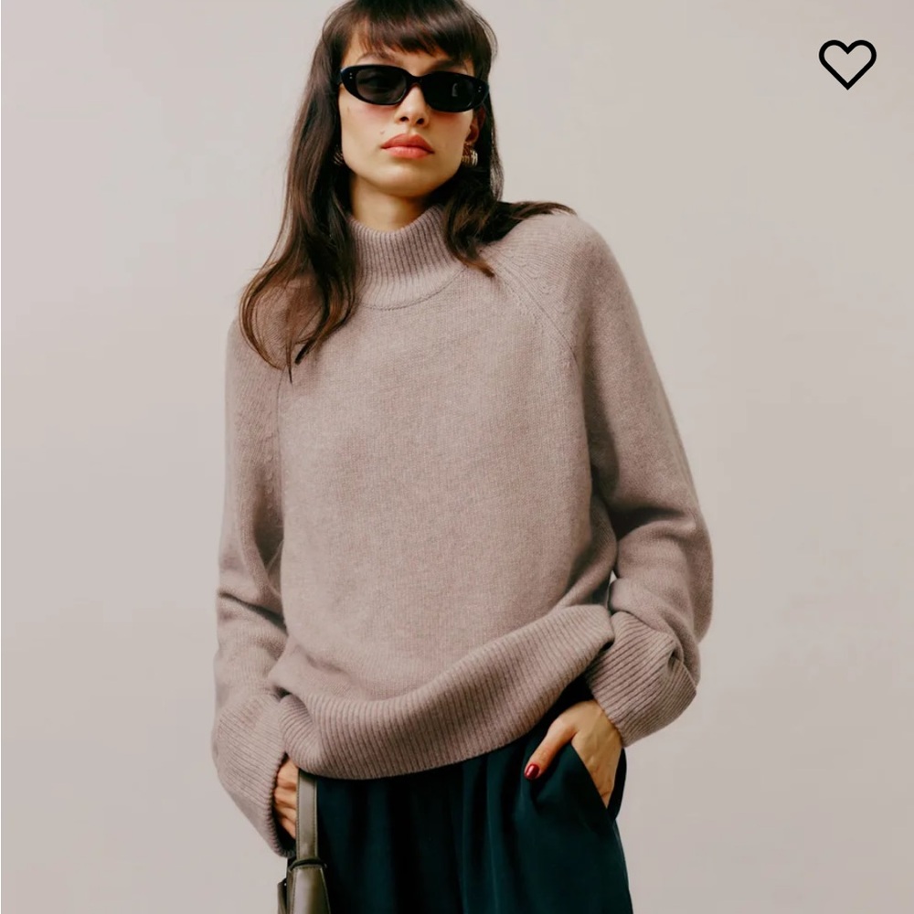 Garrett Cashmere Oversized Turtleneck Sweater - Oatmeal